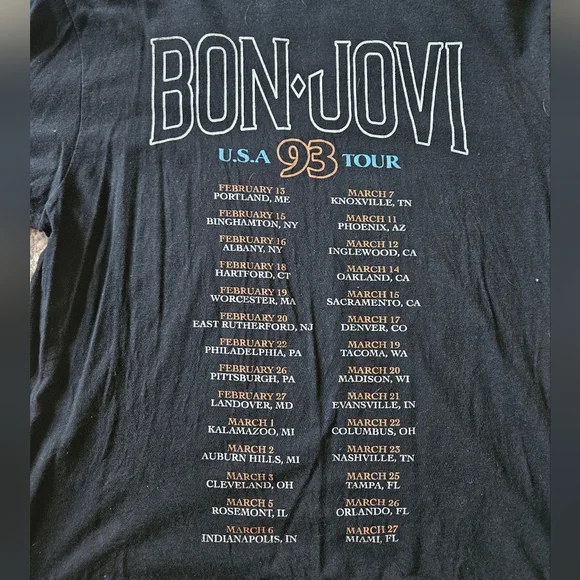 Bon Jovi Keep The Faith Tour 93 T-Shirt Mens Large - Picture 6 of 6